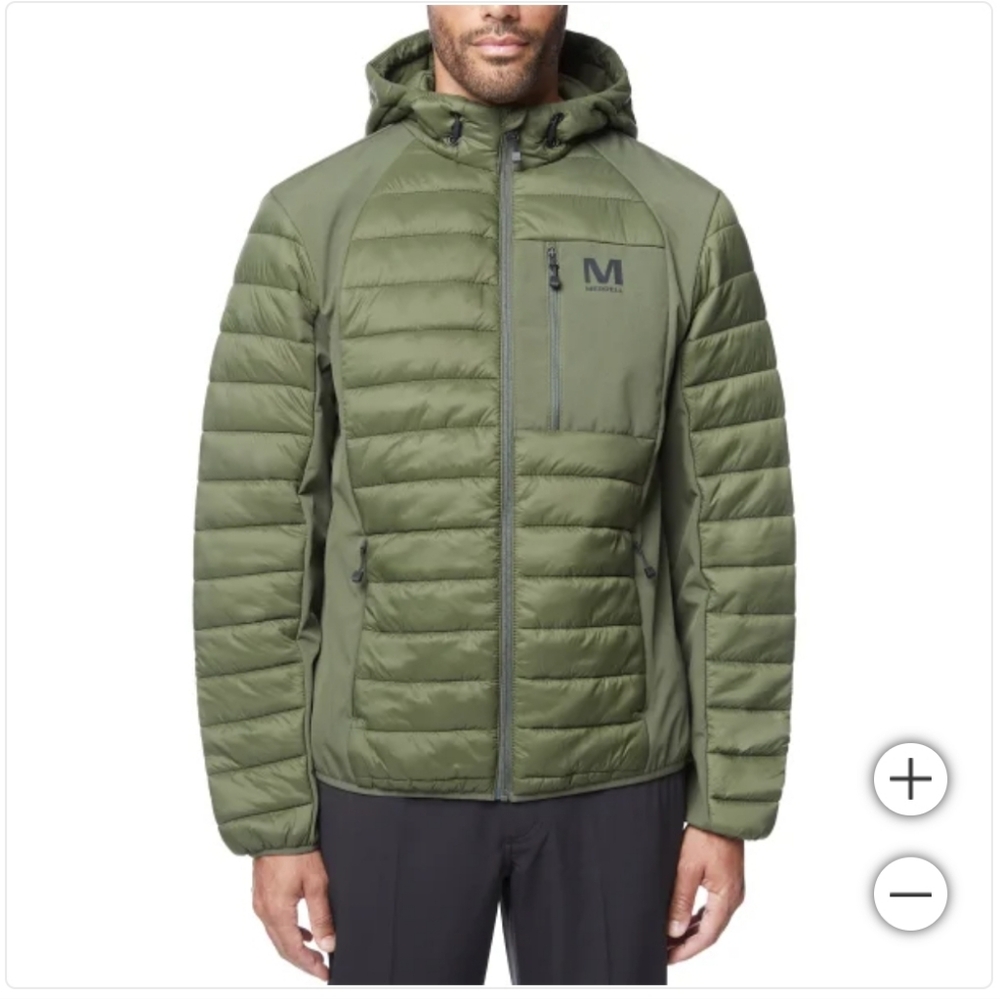 NEW Men's Merrell Hooded Mixed Media Puffer Softshell Jacket